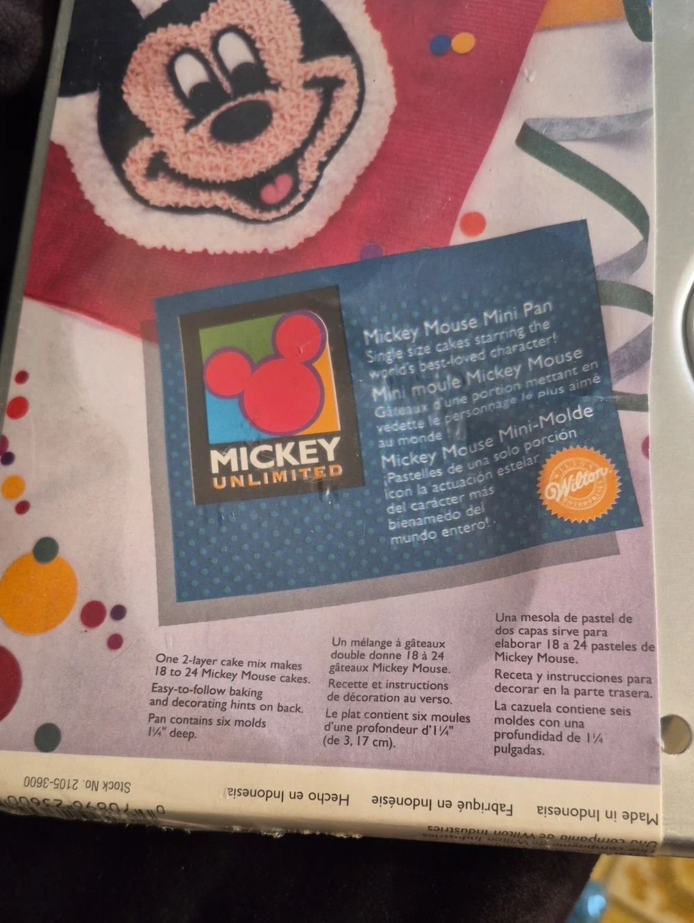 NWT Mickey Mouse Mini Pan Single Size Cake Pan Mold Jello or Cake
